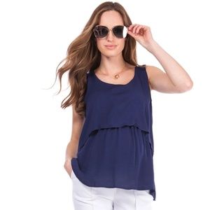 Seraphine Navy Blue Lift Up Maternity/Nursing Top